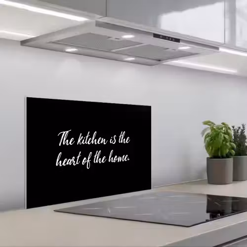 Spreuken - Koken - Thuis - The kitchen is the heart of the home - Quotes keuken achterwand spatscherm klein -3d_schuin