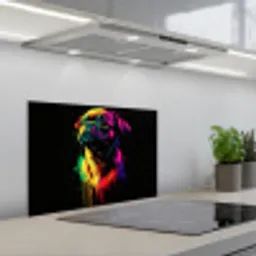 Puck - Hond - Verf - Kleuren keuken achterwand spatscherm klein -3d_schuin