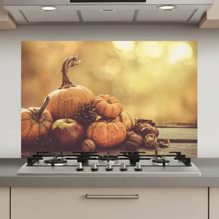 Pompoen - Herfst - Dennenappel - Fruit - Appel keuken achterwand spatscherm klein -3d_website
