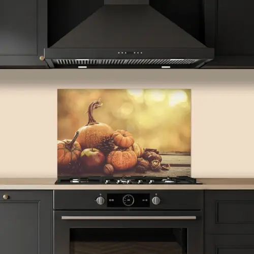 Pompoen - Herfst - Dennenappel - Fruit - Appel keuken achterwand spatscherm klein -sfeer1