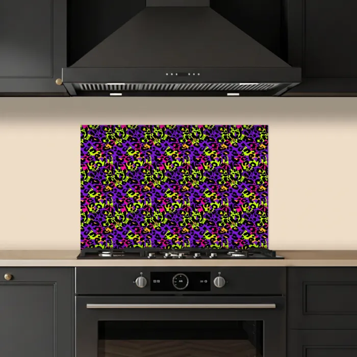 Paars - Neon - Dieren - Panter keuken achterwand spatscherm klein 900 -sfeer1