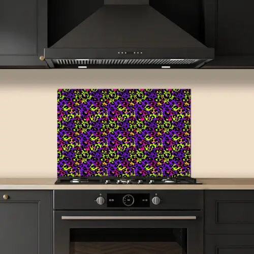 Paars - Neon - Dieren - Panter keuken achterwand spatscherm klein 900 -sfeer1