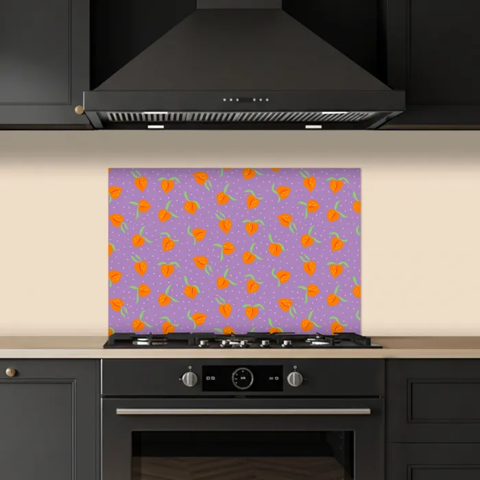 Paars - Oranje - Perzik keuken achterwand spatscherm klein 900 -sfeer1