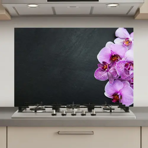 Purperen Orchideeënpracht op Leisteen keuken achterwand spatscherm klein -3d_website