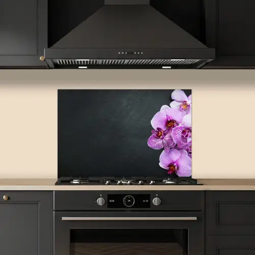 Purperen Orchideeënpracht op Leisteen keuken achterwand spatscherm klein -sfeer1