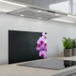 Purperen Orchideeënpracht op Leisteen keuken achterwand spatscherm klein -3d_schuin