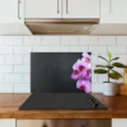 Purperen Orchideeënpracht op Leisteen keuken achterwand spatscherm klein -sfeer2