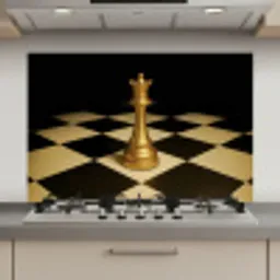 Koningin - Schaakstuk - Geblokt - Goud keuken achterwand spatscherm klein -3d_website