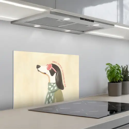 Quote - Hond - Zonnebril keuken achterwand spatscherm klein -3d_schuin