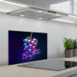Quote - Neon - Disco - Druiven keuken achterwand spatscherm klein -3d_schuin