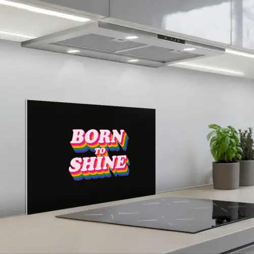 Quote - Regenboog - Roze - Zwart keuken achterwand spatscherm klein -3d_schuin