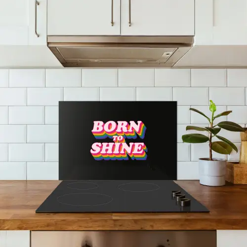 Quote - Regenboog - Roze - Zwart keuken achterwand spatscherm klein -sfeer2