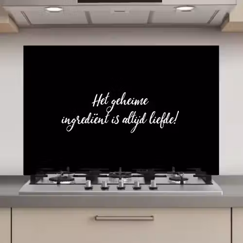 Quotes - Koken - Het geheime ingrediënt is altijd liefde! - Spreuken - Liefde keuken achterwand spatscherm klein -3d_website