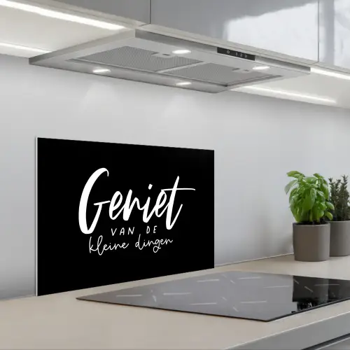 Quotes - Geniet van de kleine dingen - Spreuken keuken achterwand spatscherm klein -3d_schuin