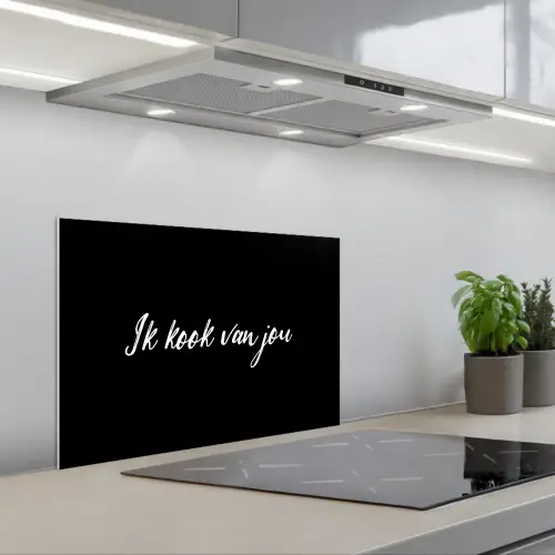 Quotes - Spreuken - Ik kook van jou - Liefde - Partner keuken achterwand spatscherm klein -3d_schuin