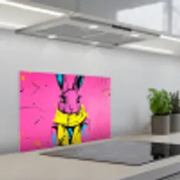 Konijn - Felroze - Sjaal - Abstract keuken achterwand spatscherm klein -3d_schuin