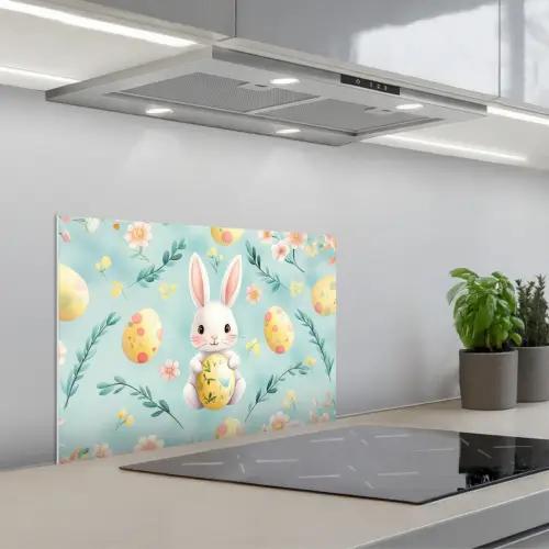 Konijn - Eieren - Takjes keuken achterwand spatscherm klein -3d_schuin