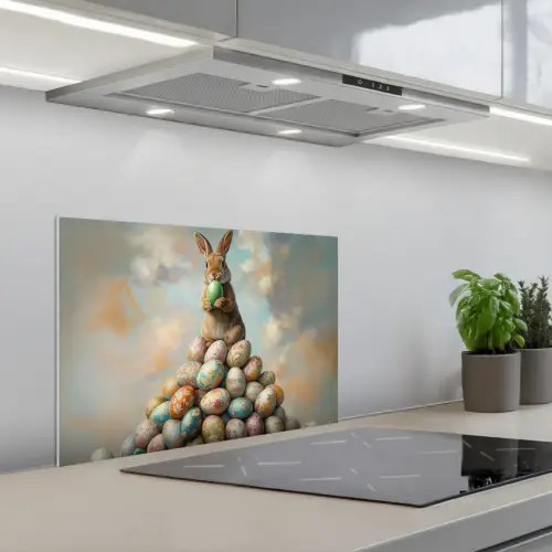 Konijn - Eieren - Kleurrijk keuken achterwand spatscherm klein -3d_schuin