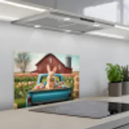 Konijn - Boerderij - Eieren keuken achterwand spatscherm klein -3d_schuin
