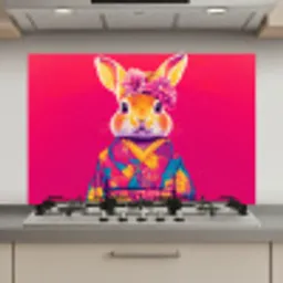 Konijn - Bloemen - Kleurrijk - Kimono keuken achterwand spatscherm klein -3d_website