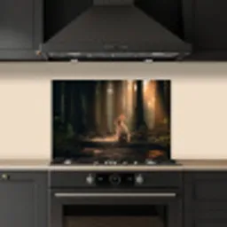 Konijn - Bos - Zonnestralen keuken achterwand spatscherm klein -sfeer1