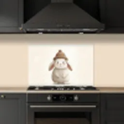 Konijn - Muts - Oren - Beige keuken achterwand spatscherm klein -sfeer1
