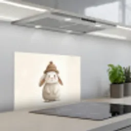 Konijn - Muts - Oren - Beige keuken achterwand spatscherm klein -3d_schuin