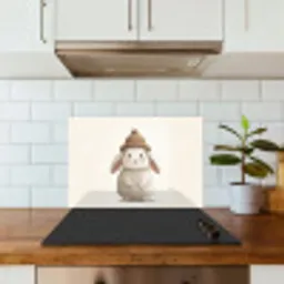 Konijn - Muts - Oren - Beige keuken achterwand spatscherm klein -sfeer2