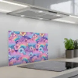 Regenbogen - Bloemen - Kleurrijk - Wolken keuken achterwand spatscherm klein -3d_schuin