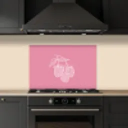 Frambozen - Steel - Getekend - Roze keuken achterwand spatscherm klein -sfeer1
