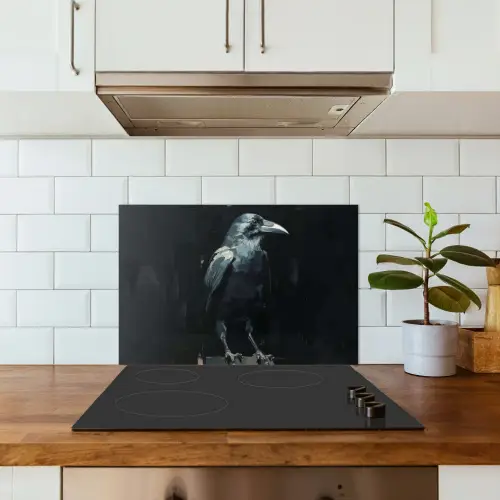 Raaf - Vogels - Zwart keuken achterwand spatscherm klein -sfeer2