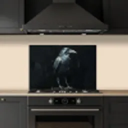 Raaf - Vogels - Zwart keuken achterwand spatscherm klein -sfeer1
