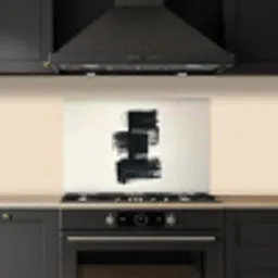 Rechthoeken - Penseelstreken - Abstract - Zwart keuken achterwand spatscherm klein -sfeer1