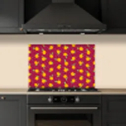 Rood - Donker - Patroon - Sinaasappels keuken achterwand spatscherm klein 900 -sfeer1