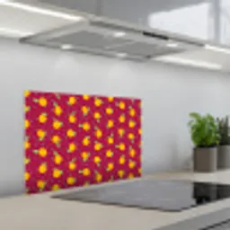 Rood - Donker - Patroon - Sinaasappels keuken achterwand spatscherm klein 900 -3d_schuin