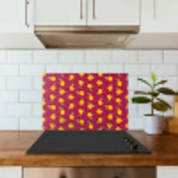 Rood - Donker - Patroon - Sinaasappels keuken achterwand spatscherm klein 900 -sfeer2