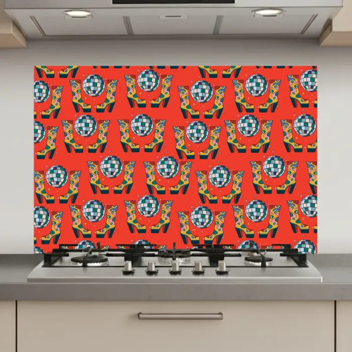 Rood - Disco - Patroon keuken achterwand spatscherm klein 900 -3d_website
