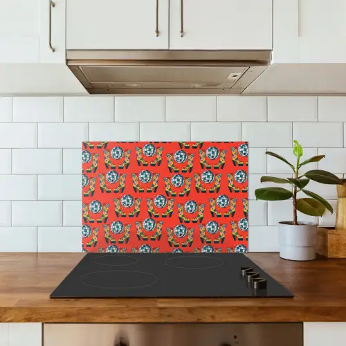 Rood - Disco - Patroon keuken achterwand spatscherm klein 900 -sfeer2
