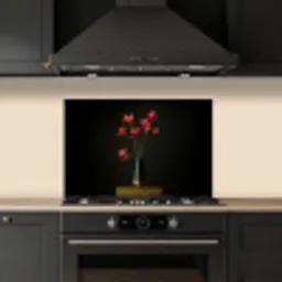 Rode - Bloemen - Vaas keuken achterwand spatscherm klein -sfeer1