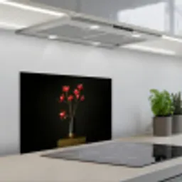Rode - Bloemen - Vaas keuken achterwand spatscherm klein -3d_schuin