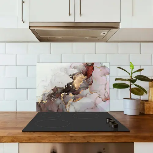 Rood - Marmer - Goud keuken achterwand spatscherm klein -sfeer2