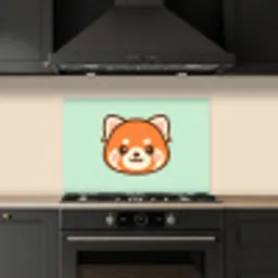 Rode panda - Groen - Cartoon keuken achterwand spatscherm klein -sfeer1
