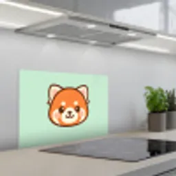Rode panda - Groen - Cartoon keuken achterwand spatscherm klein -3d_schuin