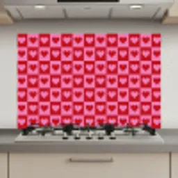 Rood - Roze - Schaakbord - Valentijn keuken achterwand spatscherm klein -3d_website