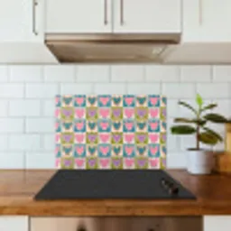 Retro - Kleuren - Patroon - Hartjes keuken achterwand spatscherm klein 900 -sfeer2