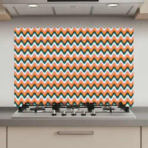 Retro - Disco - Golven - Kleur keuken achterwand spatscherm klein 900 -3d_website