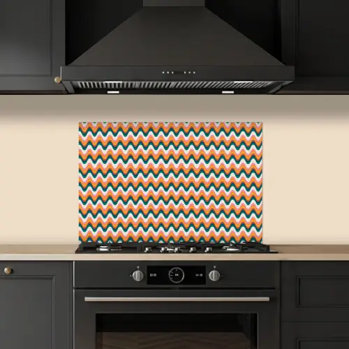 Retro - Disco - Golven - Kleur keuken achterwand spatscherm klein 900 -sfeer1