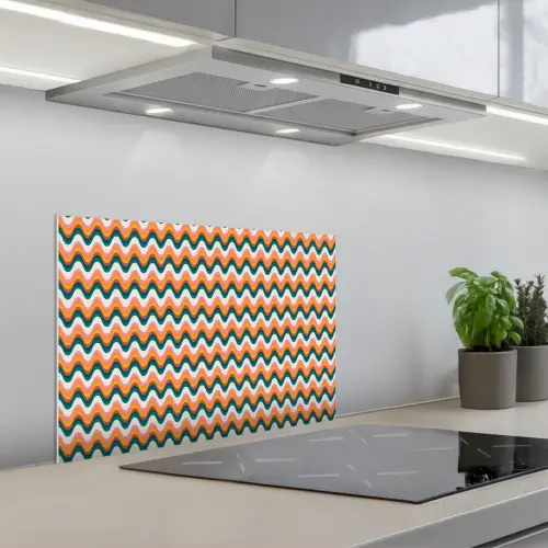 Retro - Disco - Golven - Kleur keuken achterwand spatscherm klein 900 -3d_schuin