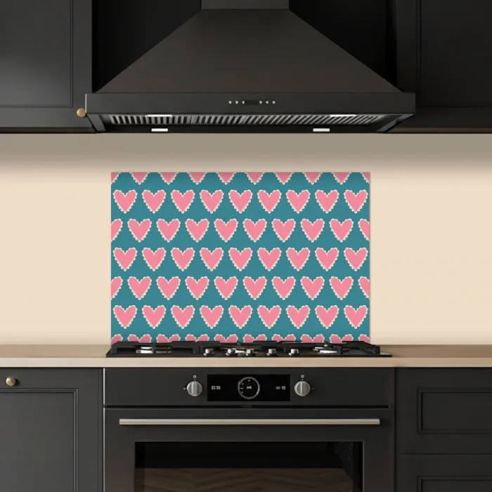 Retro - Hartjes - Patroon keuken achterwand spatscherm klein 900 -sfeer1