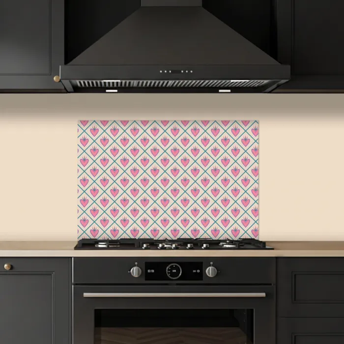 Retro - Ruit - Hartjes - Patroon keuken achterwand spatscherm klein 900 -sfeer1